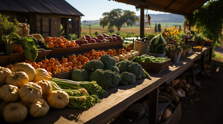 Traditional village colorful street vegetable marketの素材