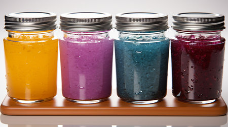 Set of various fresh fruit smoothies isolated on a white background.の写真素材