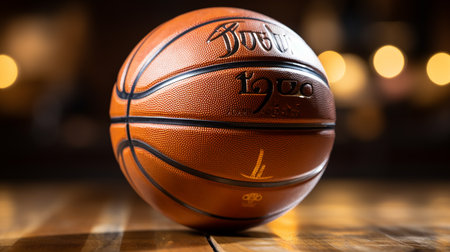 Closeup basketball on dark background