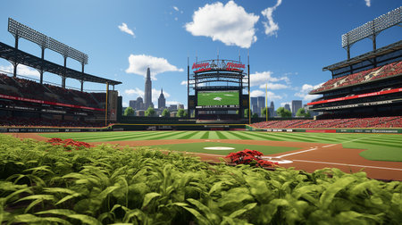 Grand baseball stadium field diamond viewの写真素材