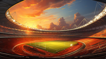 Red running track in the stadiumの写真素材