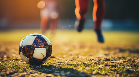 Soccer player kicking the ball