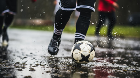 Soccer player kicking the ball
