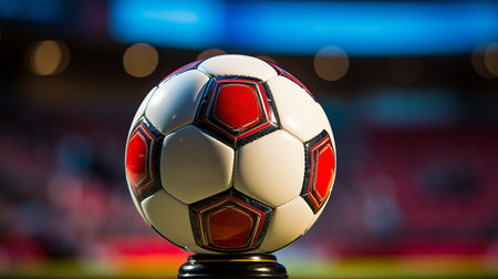 The soccer ball on the tableの写真素材