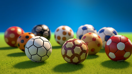 Sport balls isolated on color backgroundの写真素材