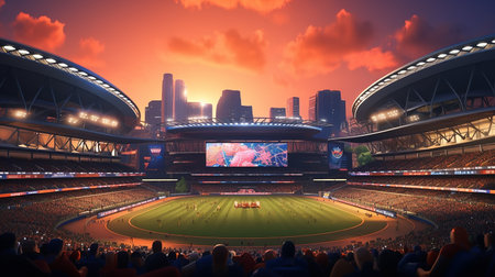 Stadium with night lightsの写真素材