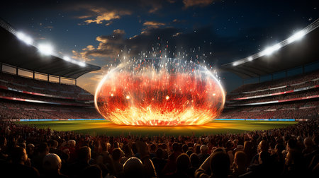 Stadium with night lightsの写真素材