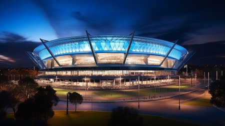 Stadium with night lightsの写真素材