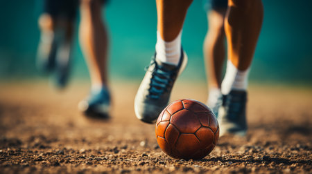 Soccer player kicking the ball