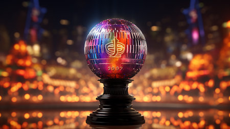 Glass ball in the nightの写真素材