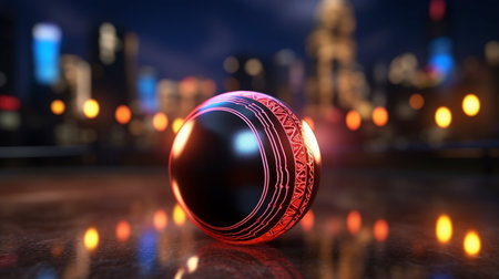 Glass ball in the nightの写真素材