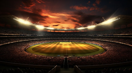 Stadium with night lightsの写真素材