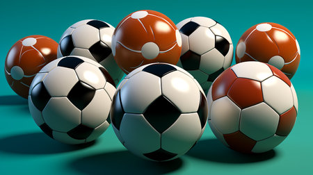 Sport balls isolated on color backgroundの写真素材