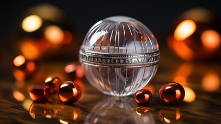 Glass ball in the nightの写真素材