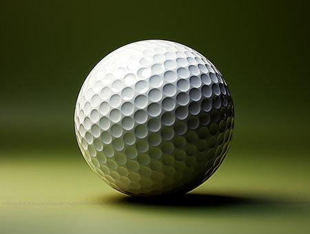 White isolated golf ball on a blurred backgroundの写真素材