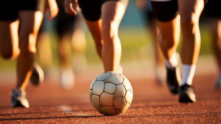 Soccer player kicking the ballの写真素材