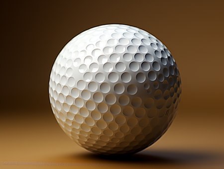 White isolated golf ball on a blurred backgroundの写真素材