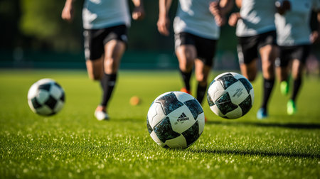 Soccer player kicking the ballの写真素材