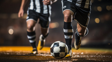 Soccer player kicking the ballの写真素材