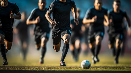 Soccer player kicking the ballの写真素材