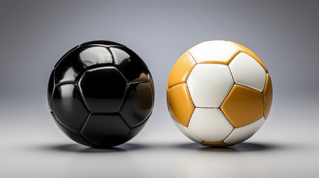 Colorful soccer balls on a white background
