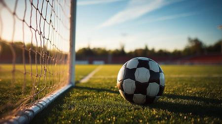 Soccer goal background imageの写真素材