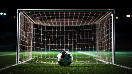 Soccer goal background imageの写真素材