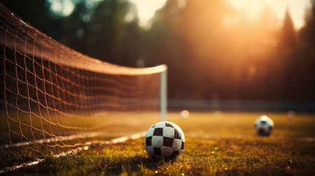 Soccer goal background imageの写真素材