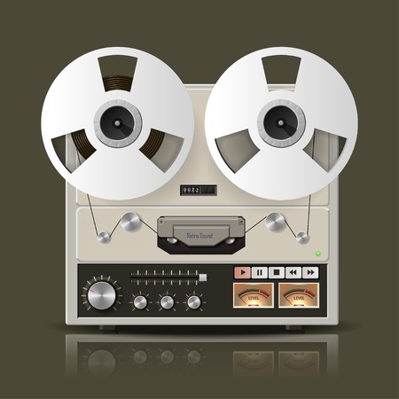 Vector retro reel tape recorder illustration. のイラスト素材
