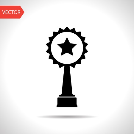 Vector black trophy and awards with star iconのイラスト素材