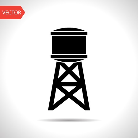 Industrial construction with water tank. Vector illustrationのイラスト素材