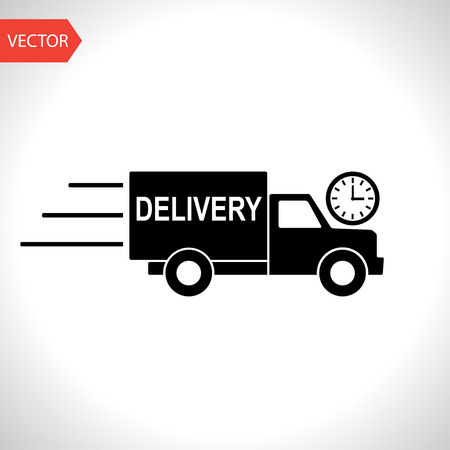 delivery truck with clock iconのイラスト素材