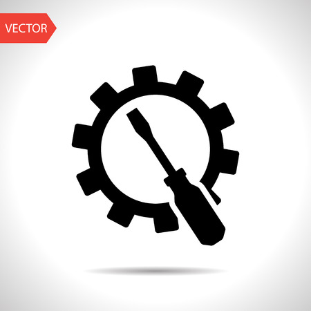 Screwdriver and gear icon, vector illustrationのイラスト素材