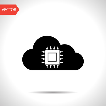 Icon of microchip in cloudのイラスト素材
