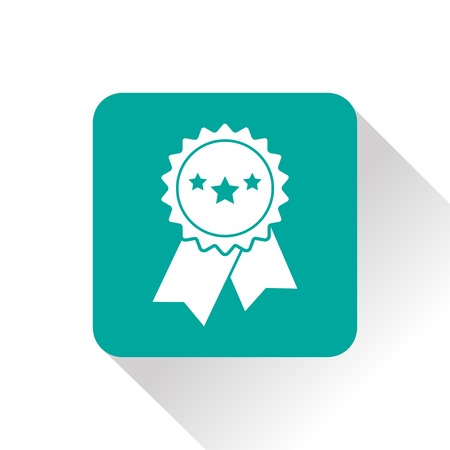 Vector badge with ribbons and stars icon on white background, vector illustrationのイラスト素材