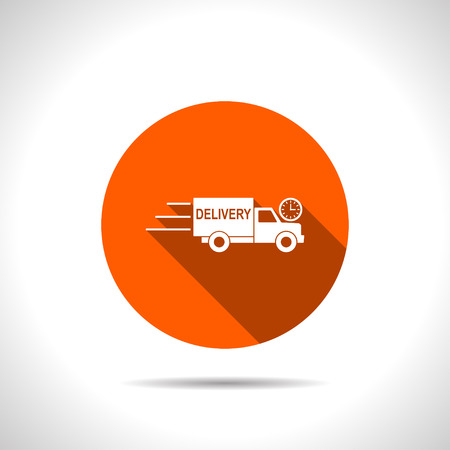 delivery truck with clock iconのイラスト素材