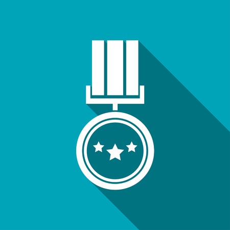 Award Icon with ribbons and stars icon on blue backgroundのイラスト素材