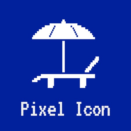 Beach vector icon. Umbrella with deck chairのイラスト素材