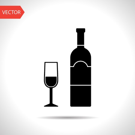 icon of wine glass with bottleのイラスト素材