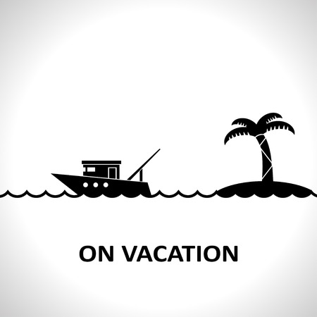 Black and white on vacation panoramaのイラスト素材