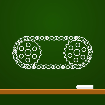 Chain with cogwheels drawing on boardのイラスト素材