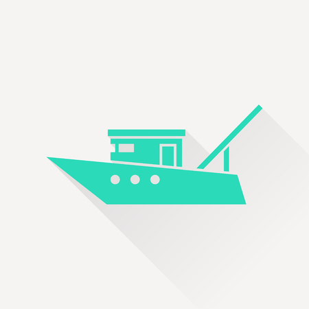 Motor fishing boat icon or sign, vector iconのイラスト素材