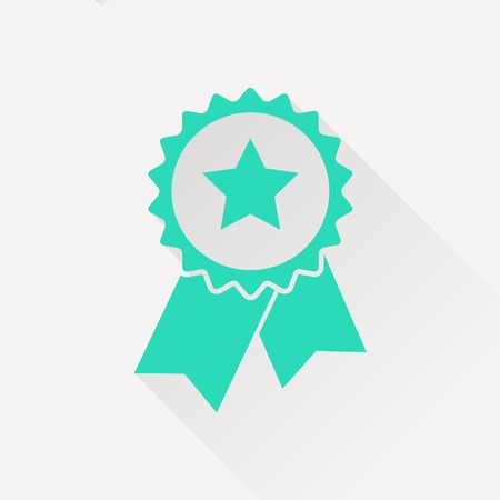 Vector badge with ribbons and stars icon, vector illustrationのイラスト素材