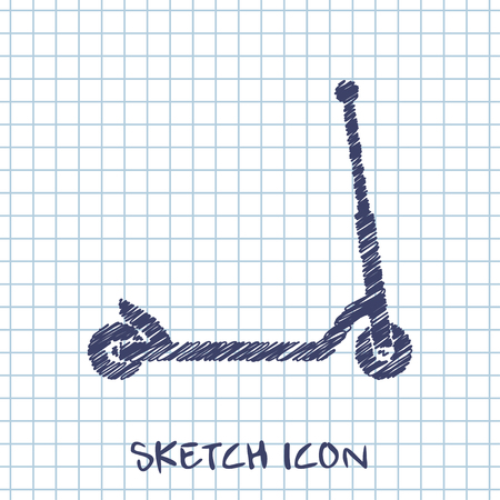 vector sketch icon of child scooterのイラスト素材
