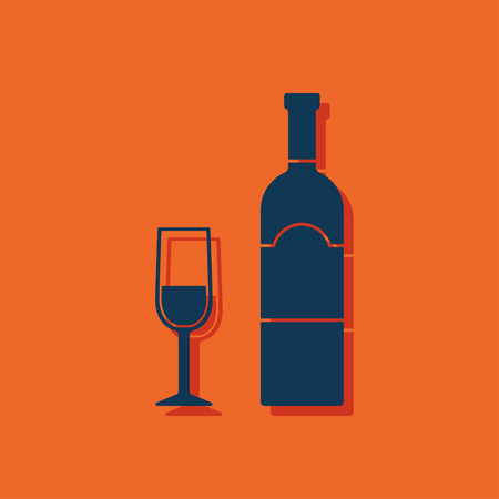 icon of wine glass with bottleのイラスト素材