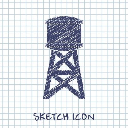 Industrial construction with water tank. Vector illustrationのイラスト素材