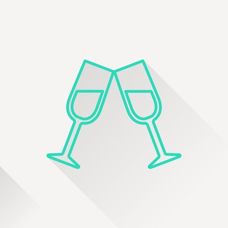 Two glasses of wine or champagne iconのイラスト素材