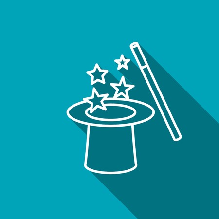 Vector magic hat and wand with sparklesのイラスト素材