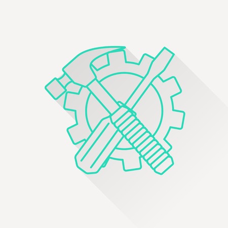 Crossed screwdriver and hammer tools, vectorのイラスト素材