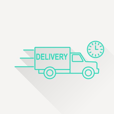 delivery truck with clock iconのイラスト素材
